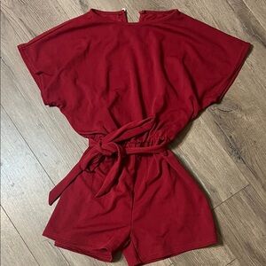 Red Short Sleeve Romper